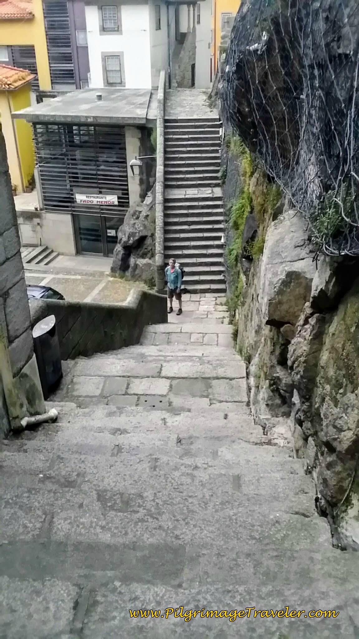 Continue Around and Down Second Set of Stairs on day fifteen of the Camino Portugués