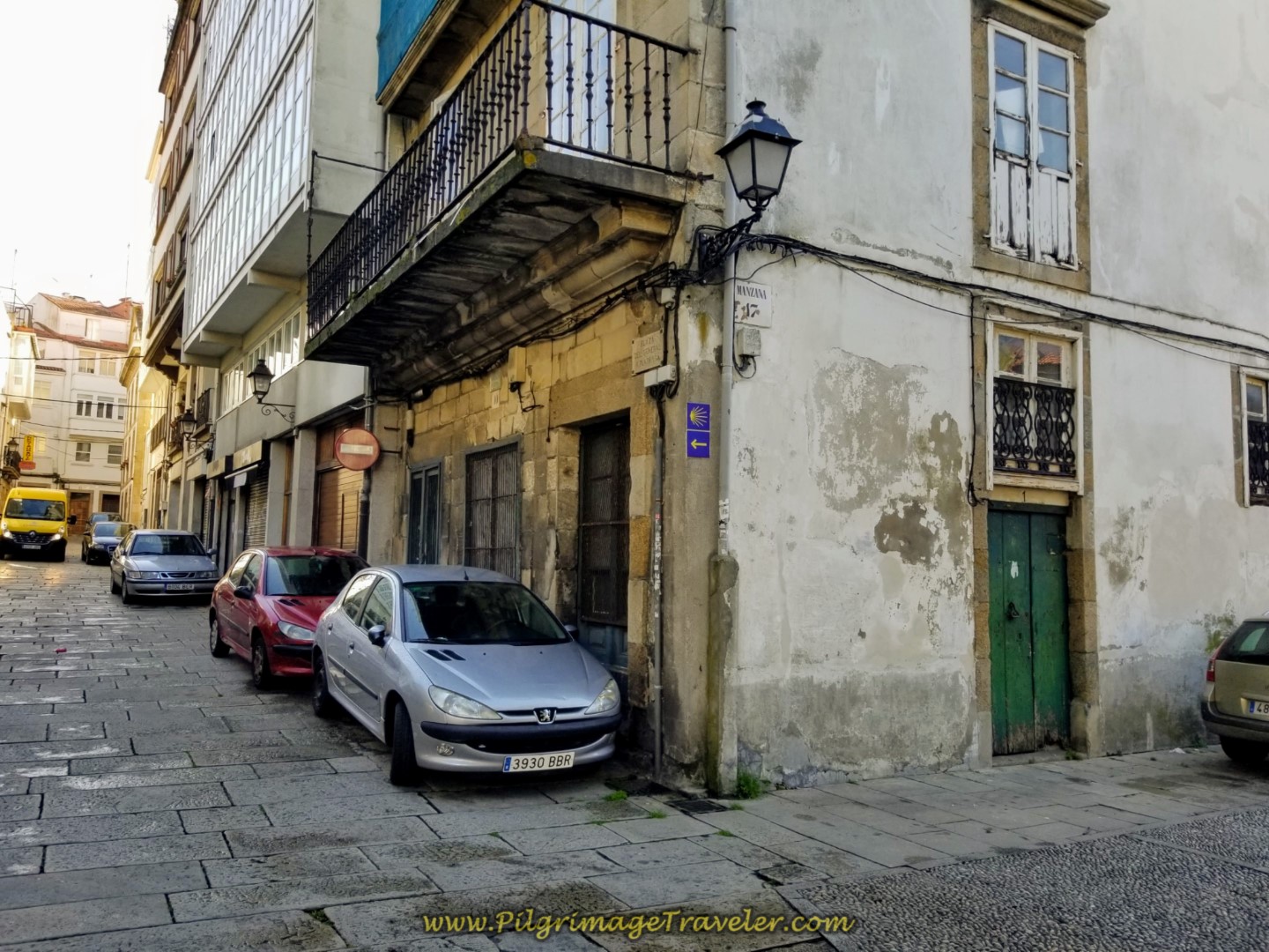 Turn Left Here Toward the Praza do Xeneral Azcárraga on day one of the La Coruña Arm of the Camino Inglés Turn Left Here Toward the Praza do Xeneral Azcárraga on day one of the La Coruña Arm of the Camino Inglés