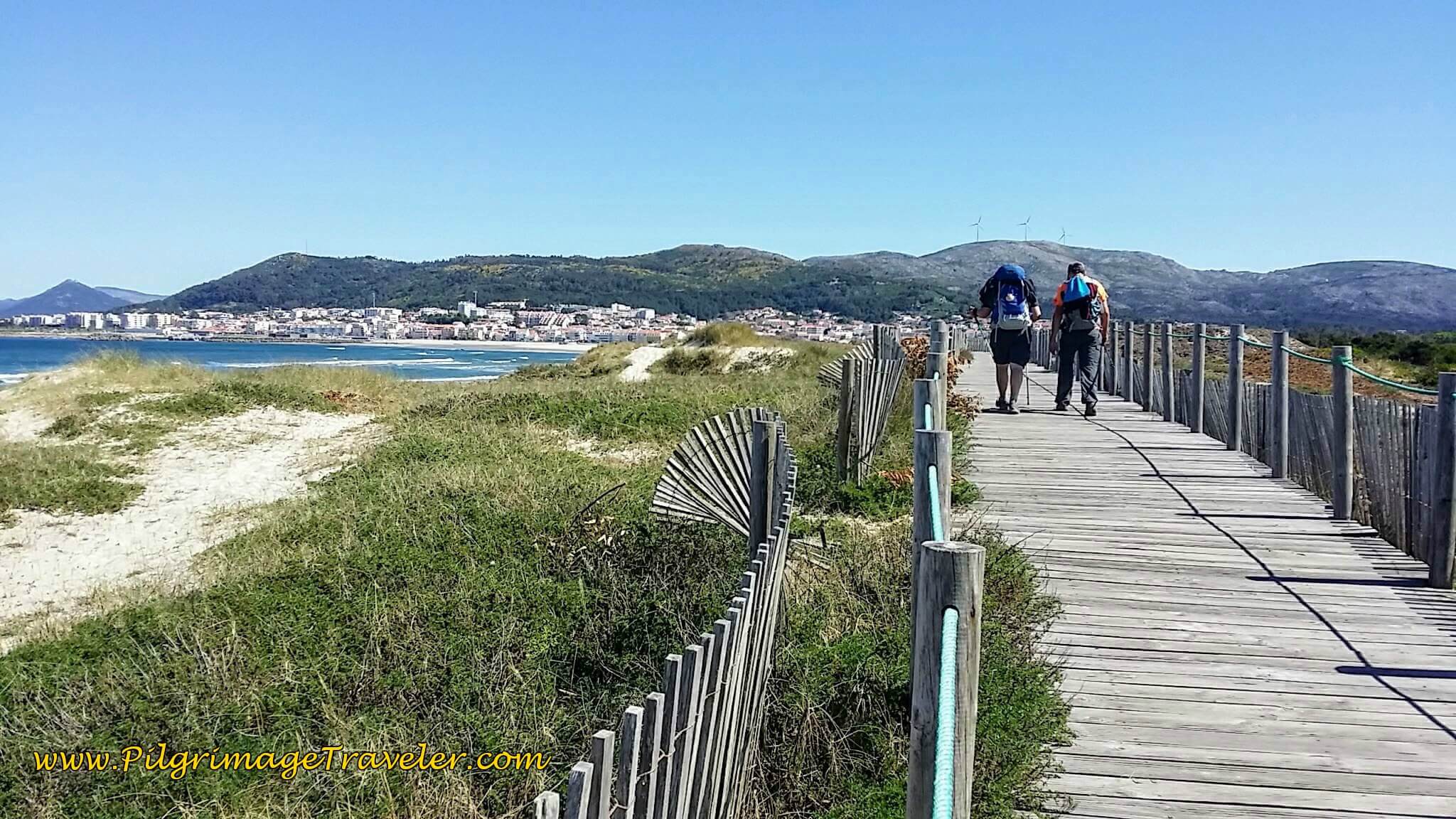 Boardwalk Through Dunes Towards Vila Praia de Âncora on day eighteen of the Portuguese Way on the Senda Litoral