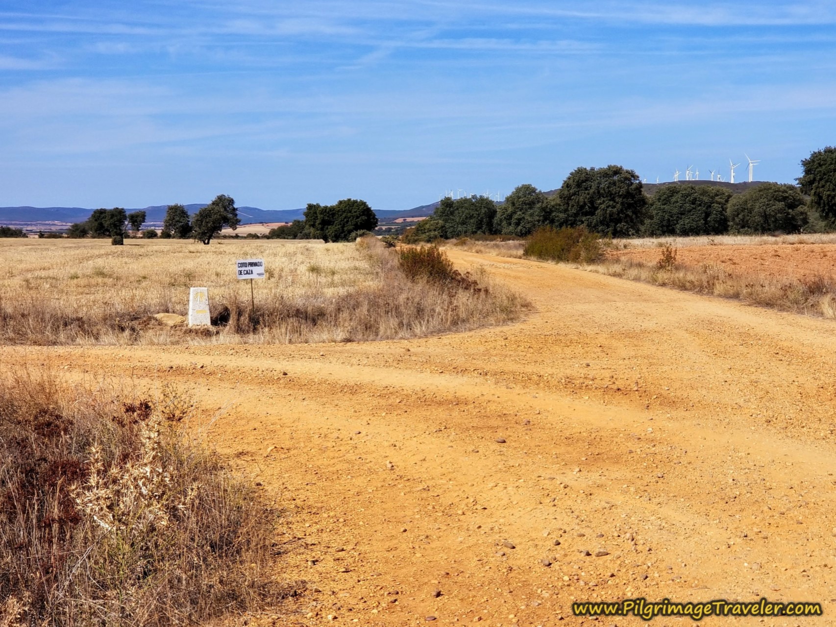 Left Turn Before Windmills on the Camino Sanabrés from Granja de Moreruela to Tábara