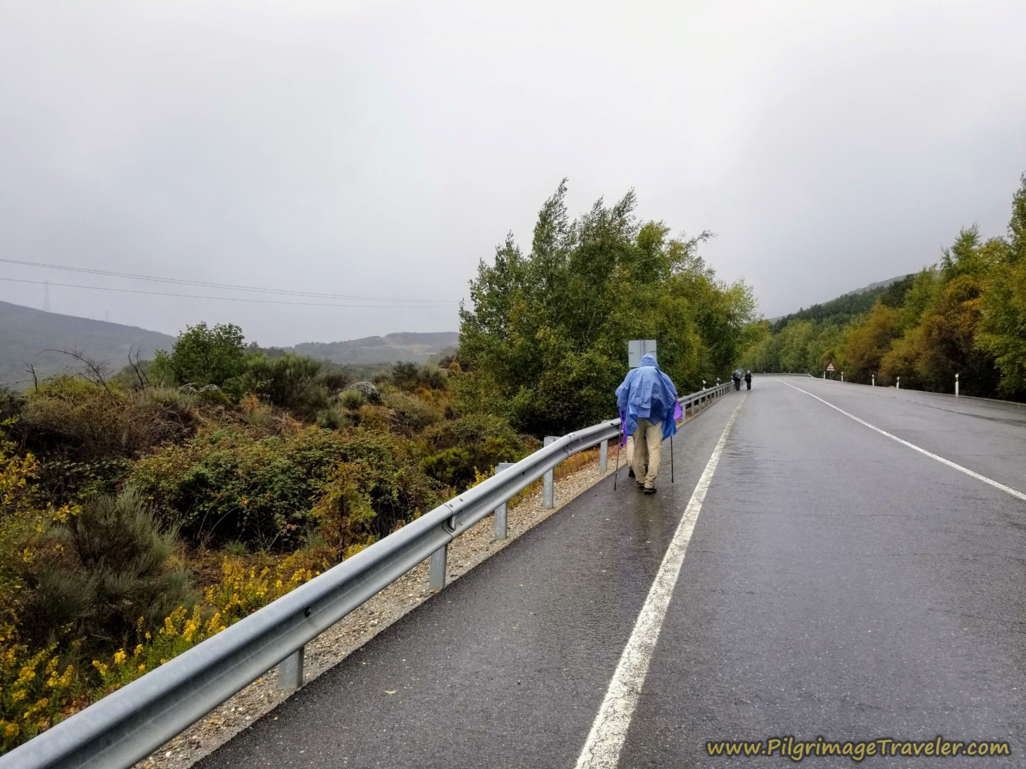 Pushing Upward in the Rain towards the Alto de Padornelo