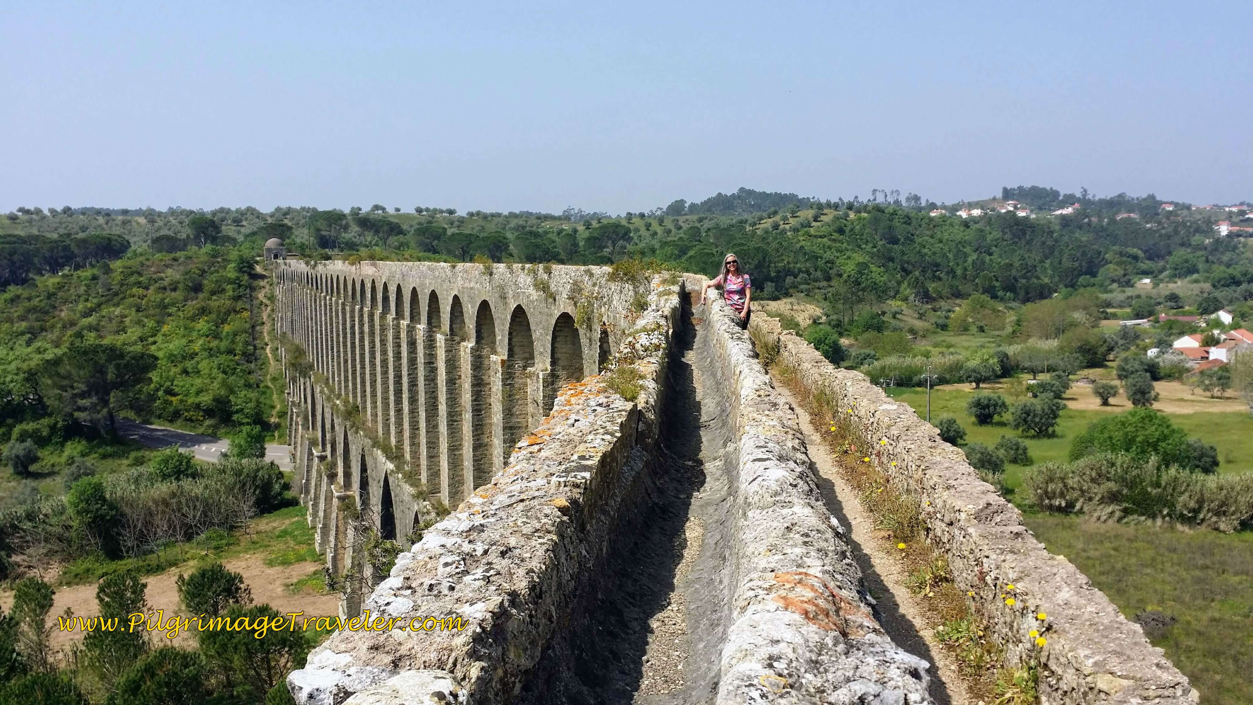 Elle on the Aqueduct of Pegões, Tomar, Portugal