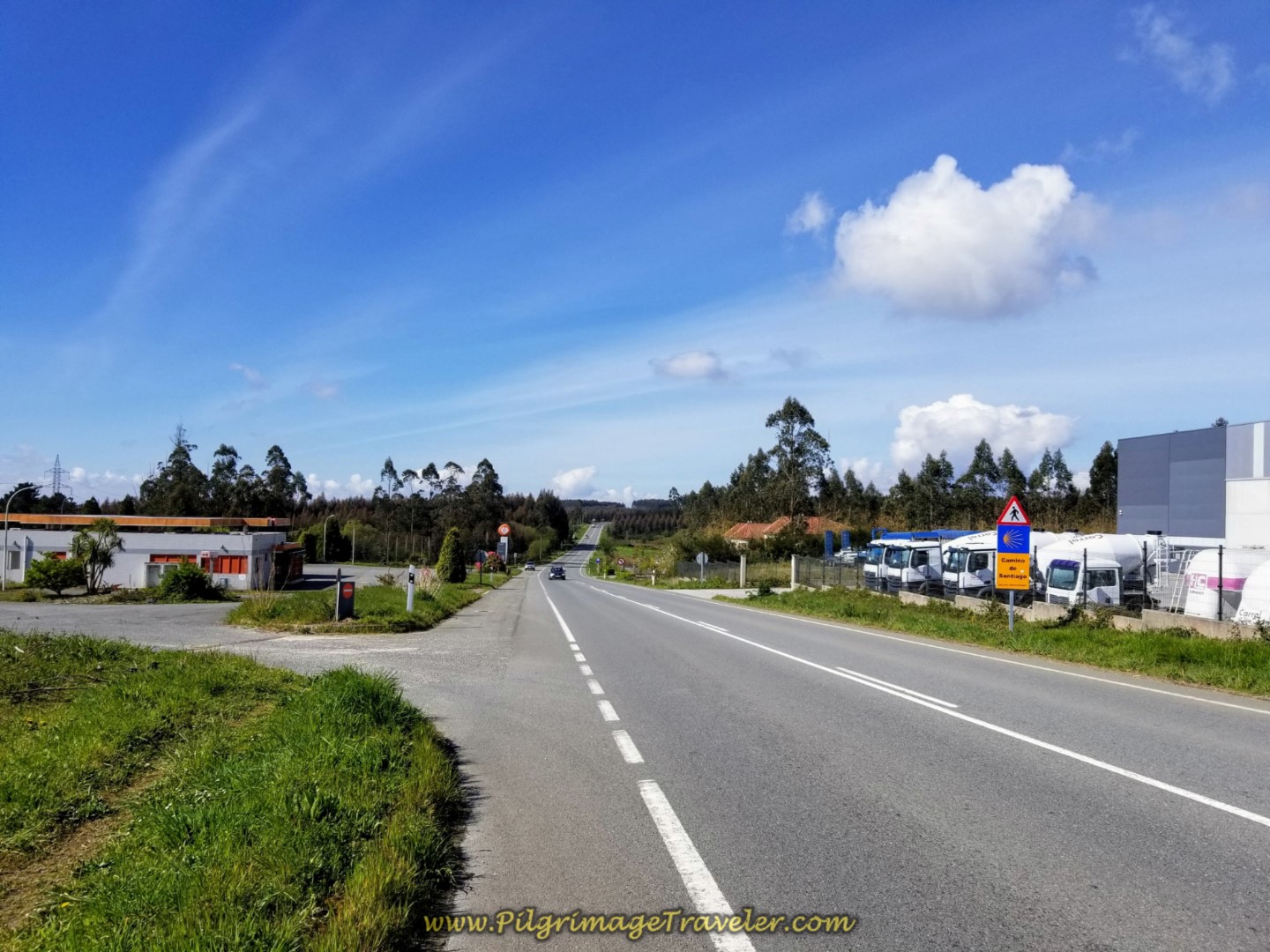 Pass the Repsol Station on the AC-542 on day six of the Camino Inglés