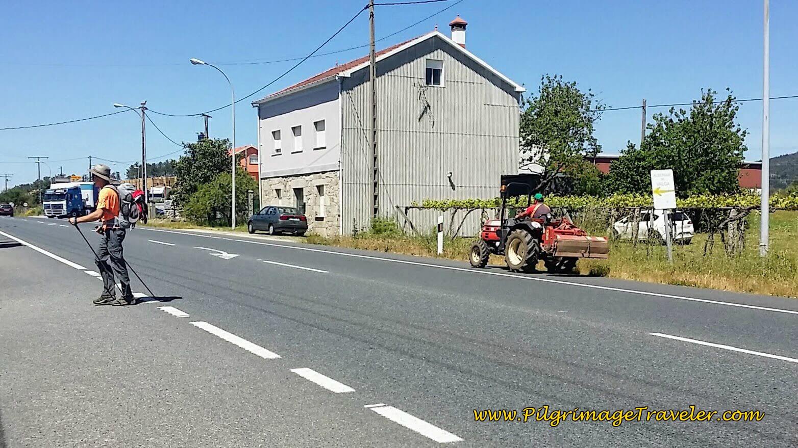 Cross the N-550 Towards the Valga Albergue on day twenty-three, Camino Portugués Cross the N-550 Towards the Valga Albergue on day twenty-three, Camino Portugués