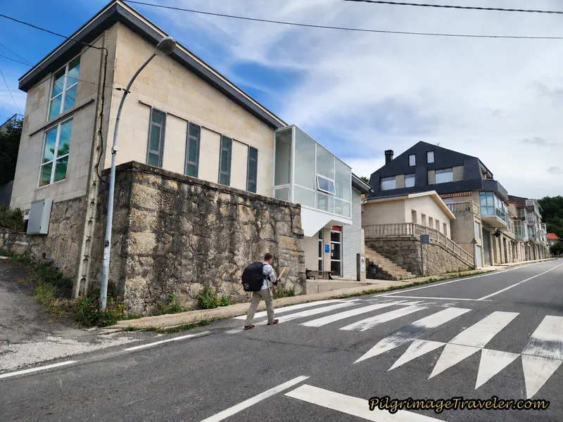 Miguel Walking to the Albergue de Peregrinos de Vilar de Barrio