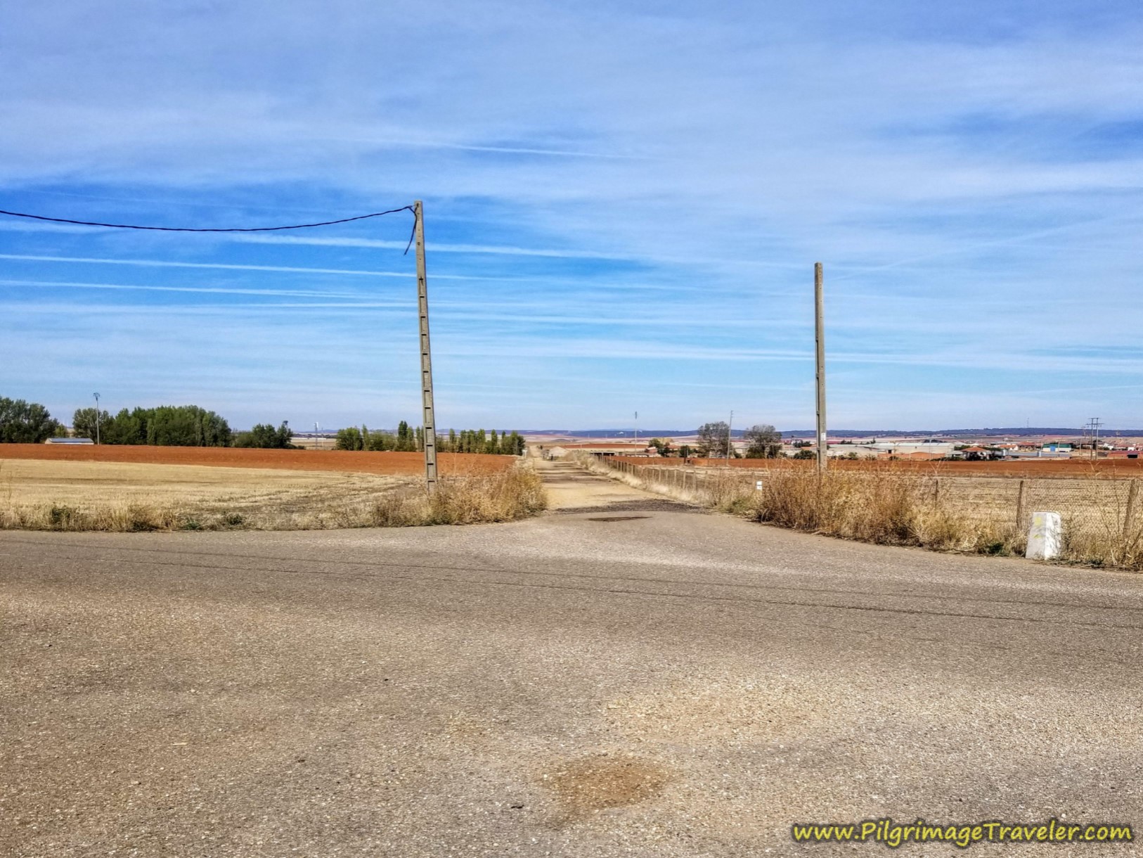Cross Paved Road, Montamarta Visible Ahead