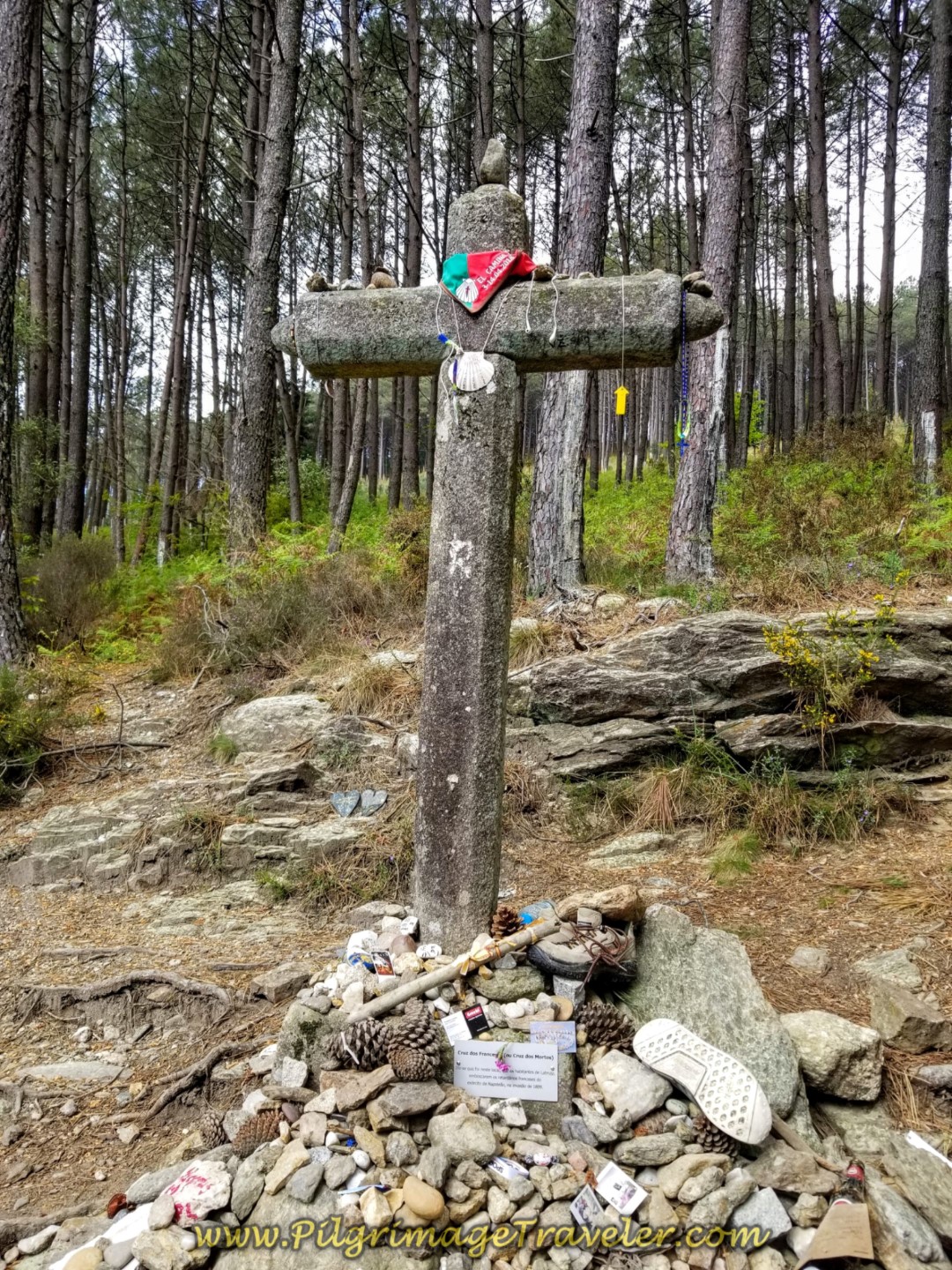 The Cruz dos Franceses (the French Cross),    on day eighteen on the Central Route of the Portuguese Camino. This cross is the equivalent, I suppose of the Cruz de Ferro on the Camino Francés.