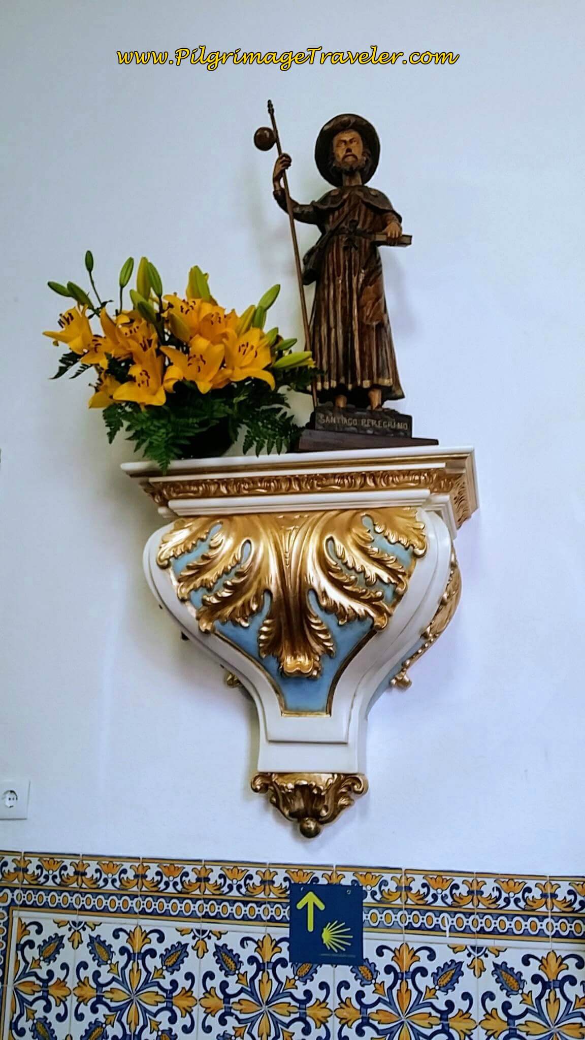 Delightful Small Pilgrim Statue in the Igreja da Misericórdia in Esposende on day sixteen of the Portuguese Way on the Coastal Route