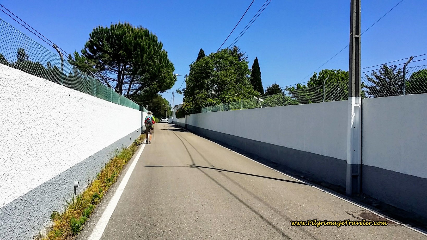 The Wall-Lined Rua Estrada Real on the Portuguese Way just before Águeda The Wall-Lined Rua Estrada Real
