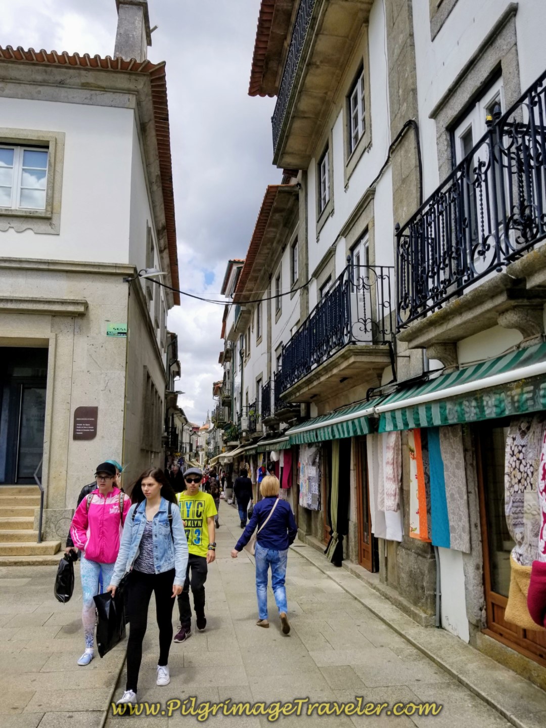 Past the Shops of Valença on the Camino thru the Medieval City on day nineteen on the Central Route of the Portuguese Camino Past the Shops of Valença on the Camino thru the Medieval City on day nineteen on the Central Route of the Portuguese Camino