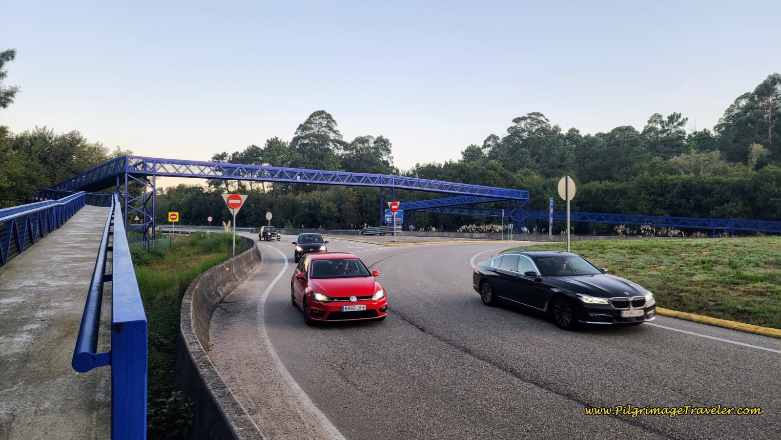 Crossover highway on Blue Pedestrian Bridge Crossover highway on Blue Pedestrian Bridge