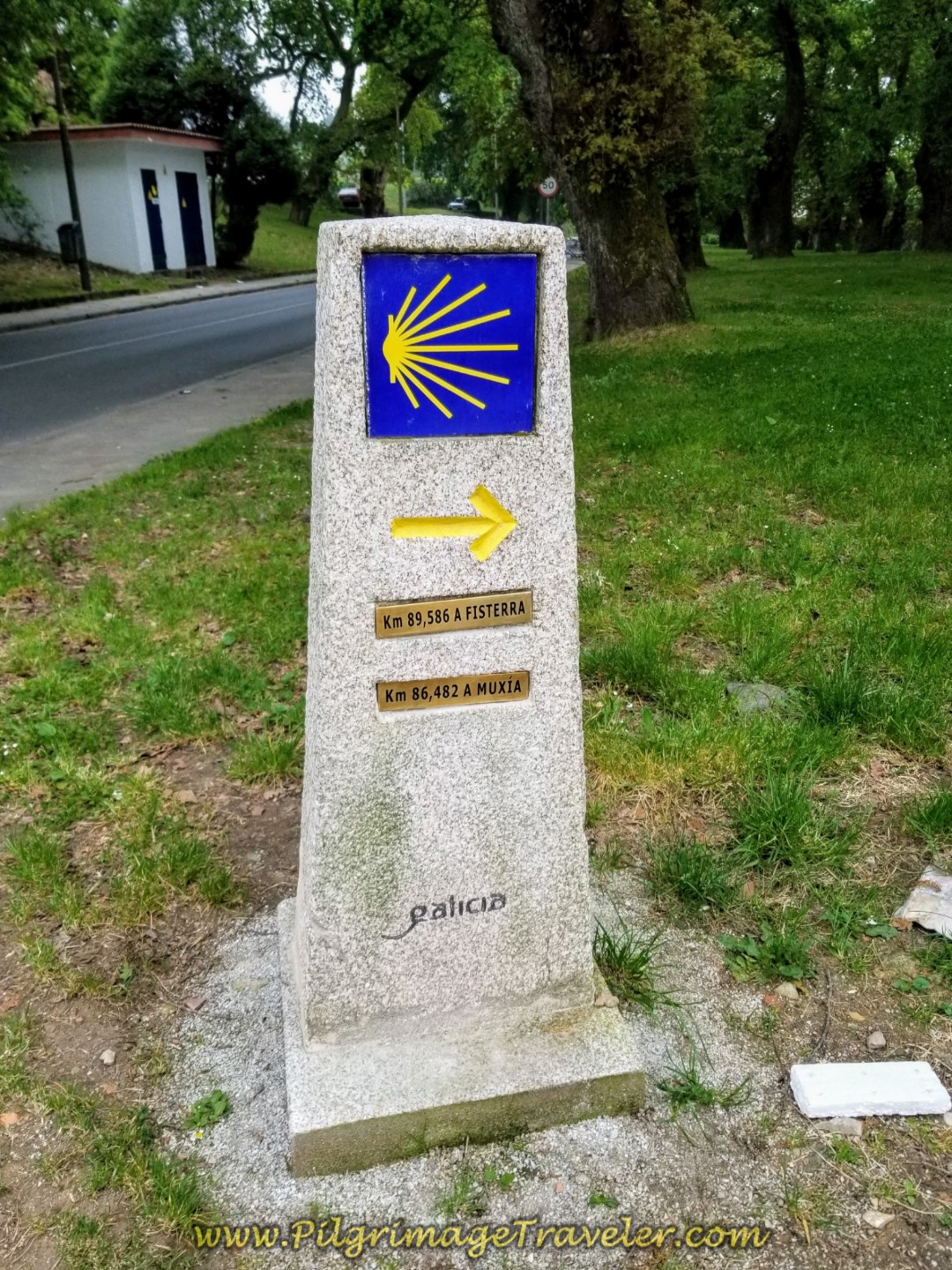 First Kilometer Marker on Day One of the Camino Finisterre/Muxía