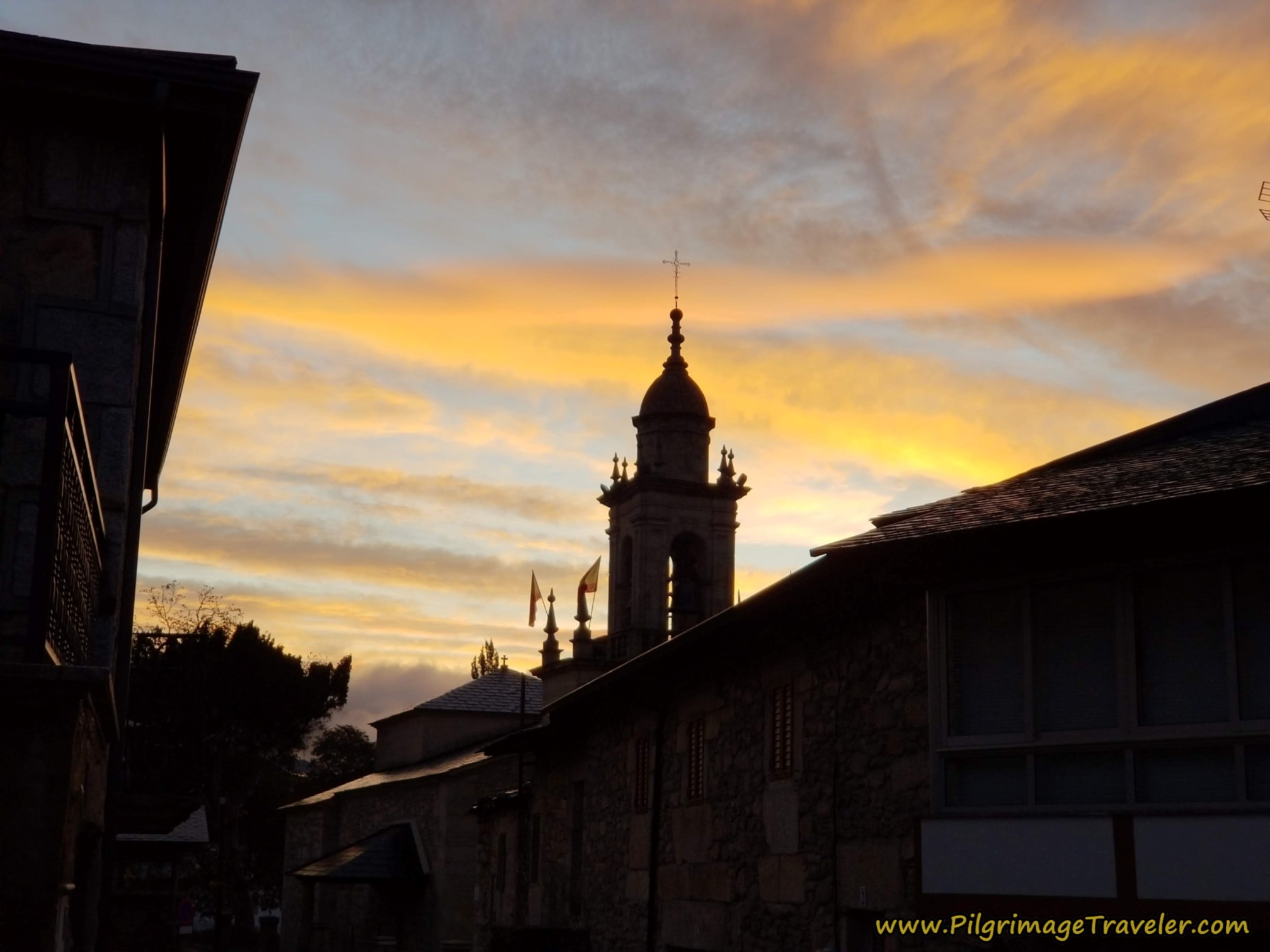 Sunrise Over the Belltower of the Iglesia de San Mamés in Lubián