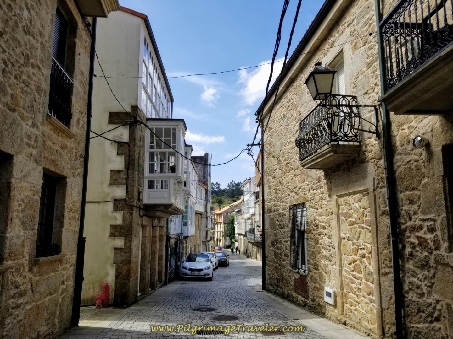 Narrow Medieval Streets of Corcubión on day three of the Camino Finisterre