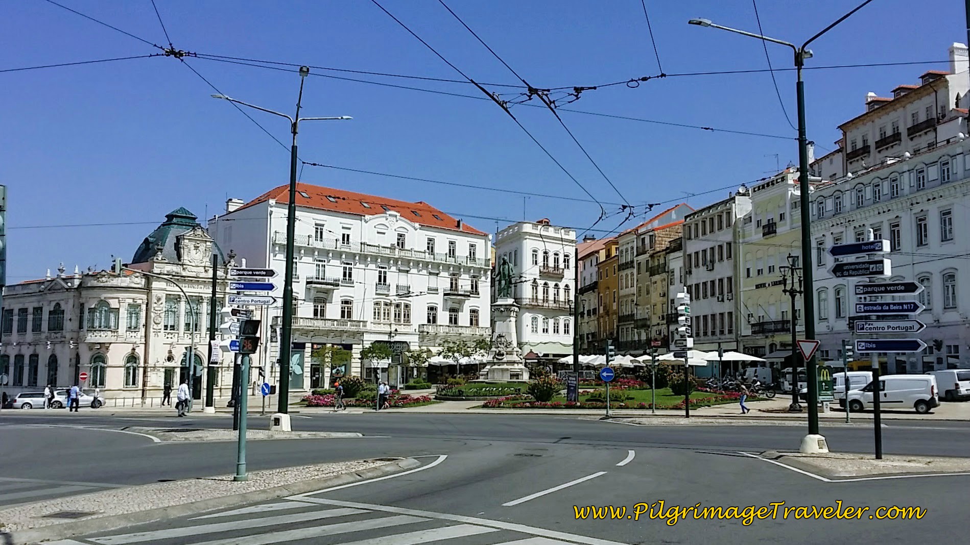 Entering Coimba at the Largo da Portagem Square