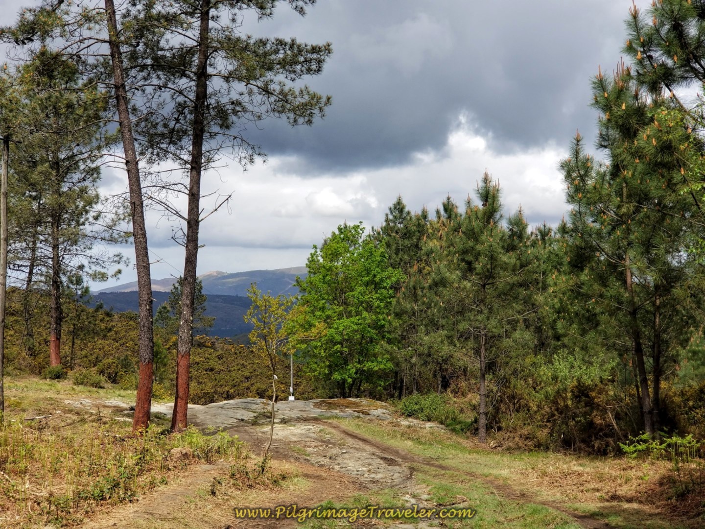 Weather Threatens on the Way Down the Mountain on day eighteen on the Central Route of the Portuguese Camino