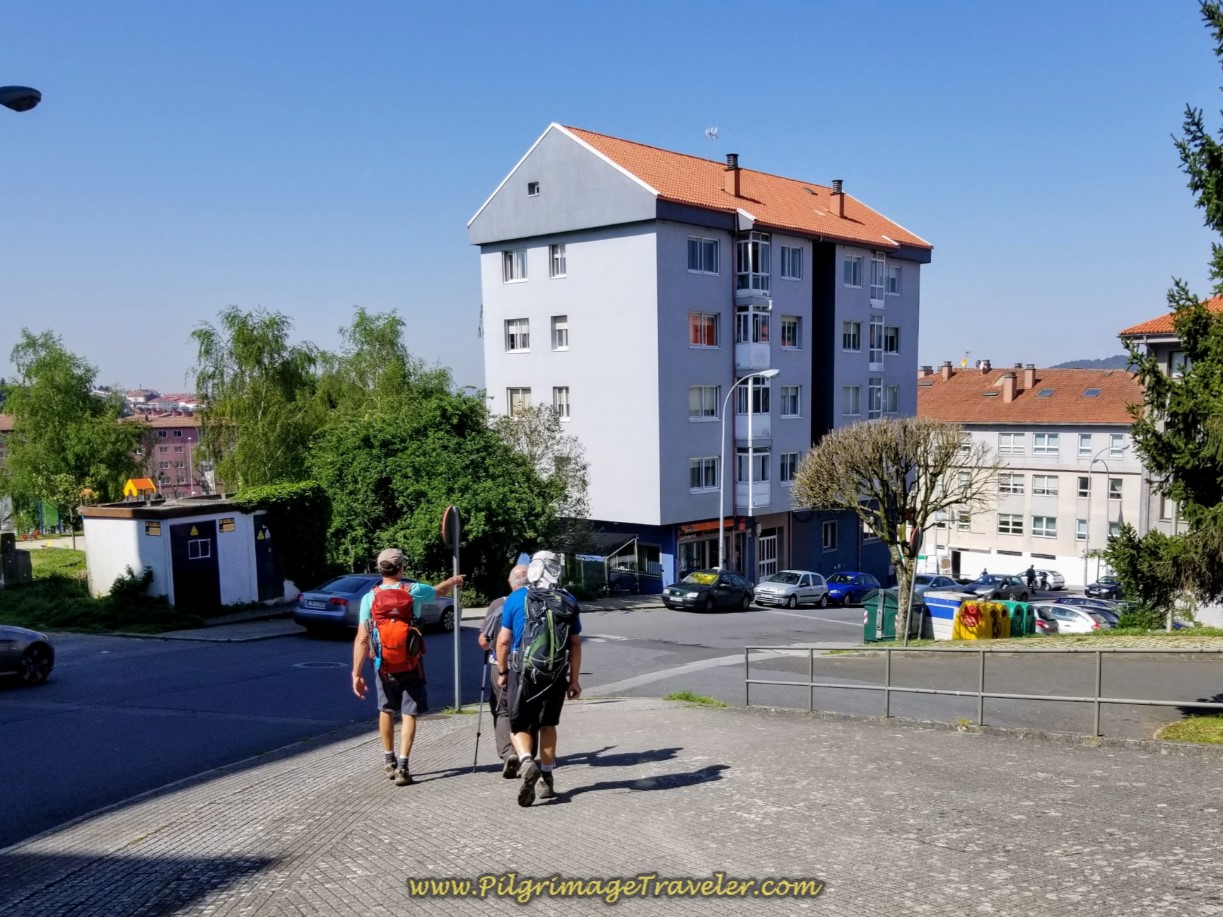 Descend Steeply on the Rúa dos Salgueiriños de Abaixo on day eight of the English Way Descend Steeply on the Rúa dos Salgueiriños de Abaixo on day eight of the English Way