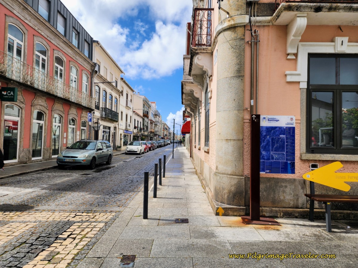 Take the Rua 5 de Outubro by the Blue Camino Sign Along the Rua 5 de Outubro