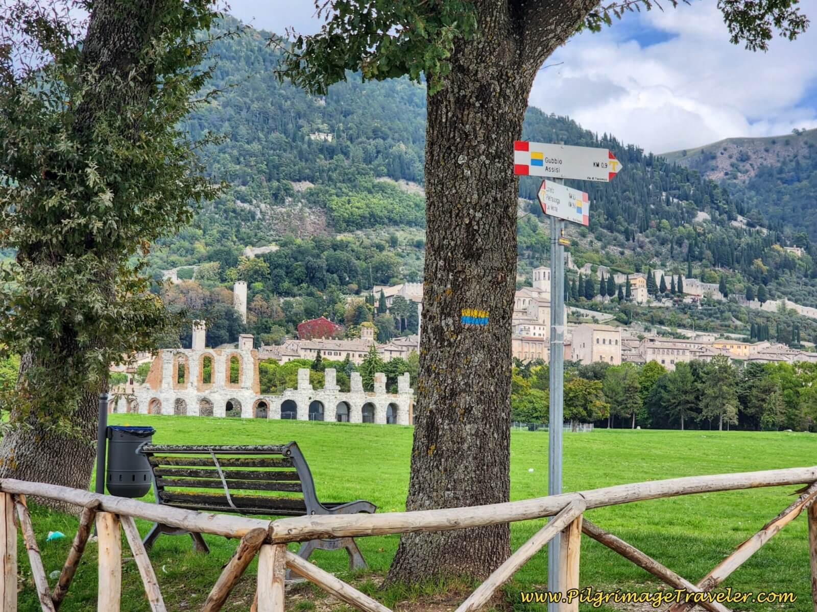 Park and the Teatro Romano, day seven on the Way of St. Francis, from Pietralunga to Gubbio