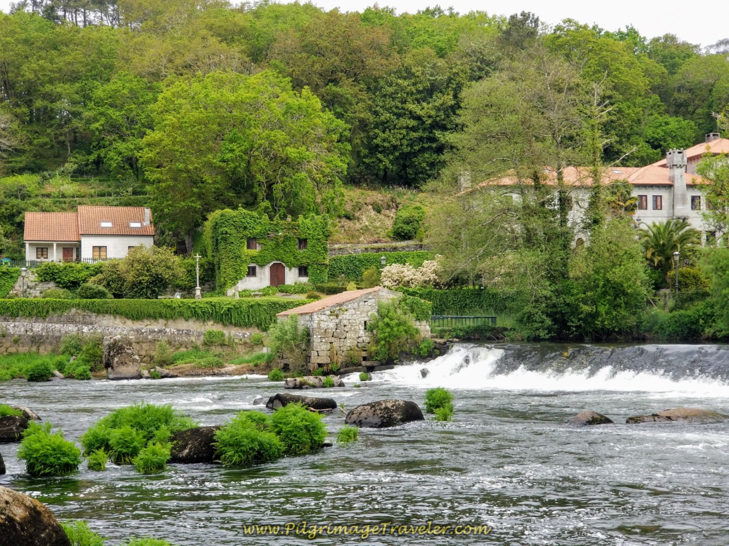 The Dam at the Medieval Bridge on day one of the Camino Fisterra