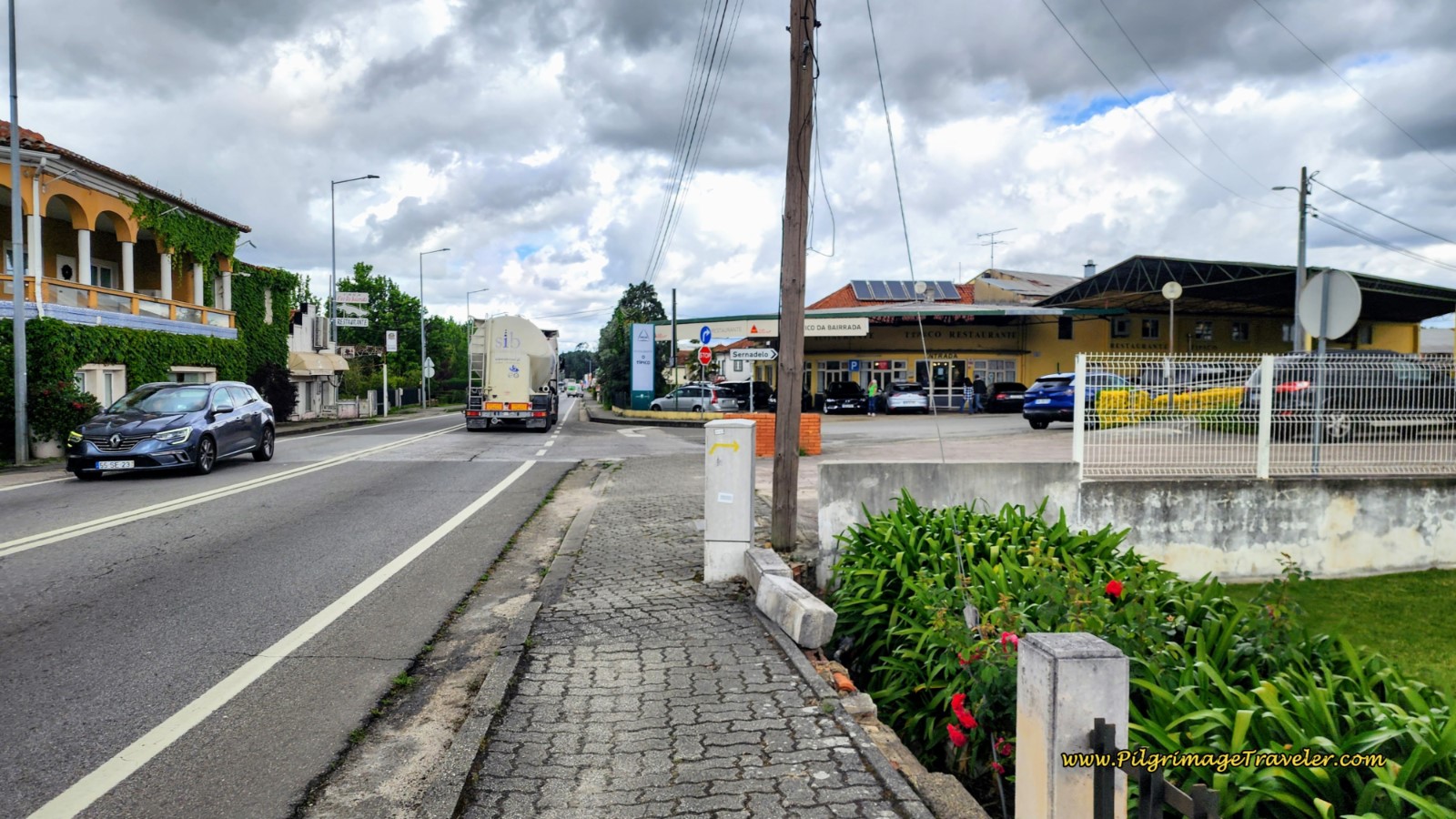 Right Turn on the Rua Fonte, Ahead, By the Leitões Restaurants