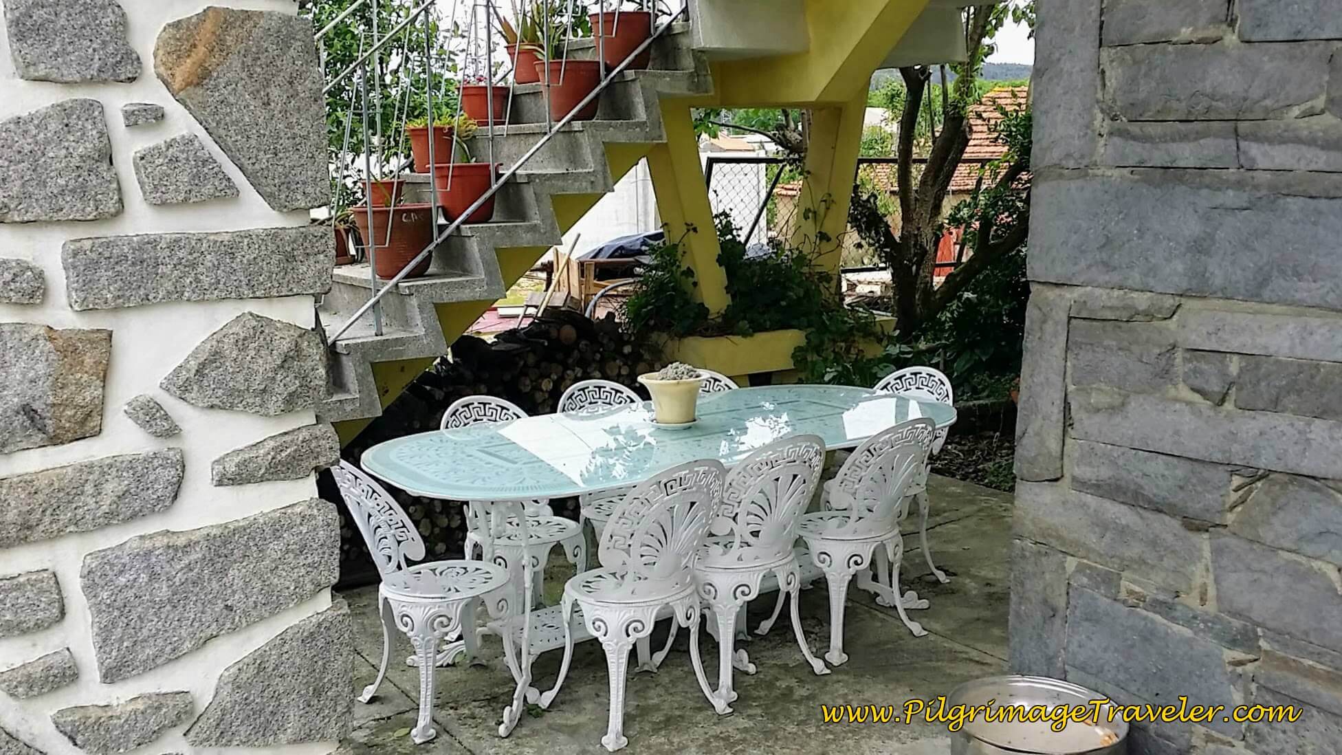 Outside Sitting Area in the Albergue Albergaria-a-Nova on day twelve of the Camino Portugués