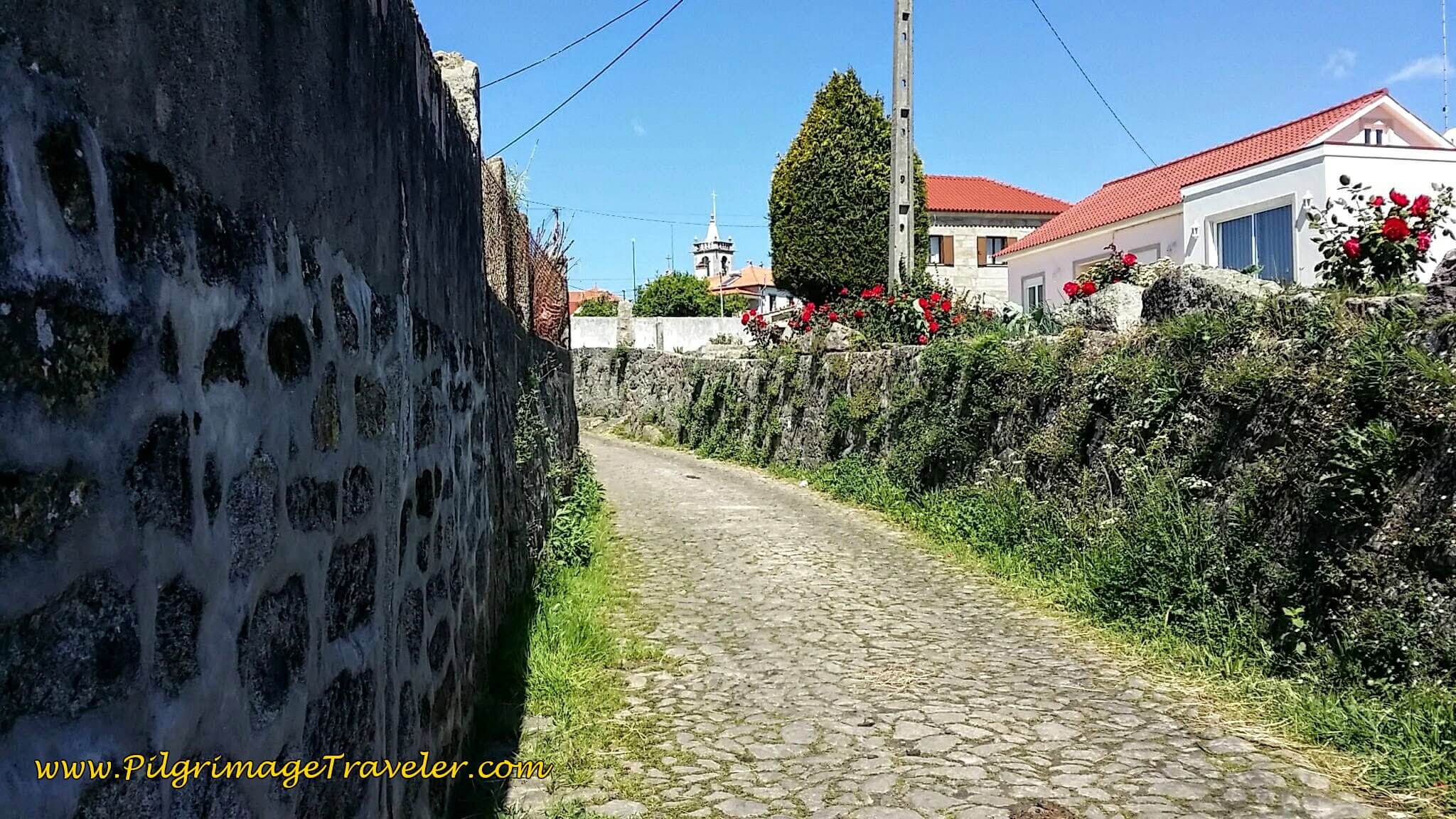 Walking Towards the Church in Anha on day seventeen of the Portugese Way