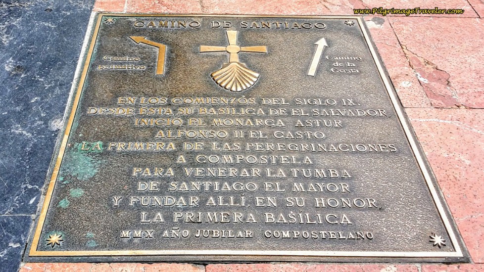 Camino de Santiago Plaque Close-Up, at the Official Starting Point of the Camino Primitivo