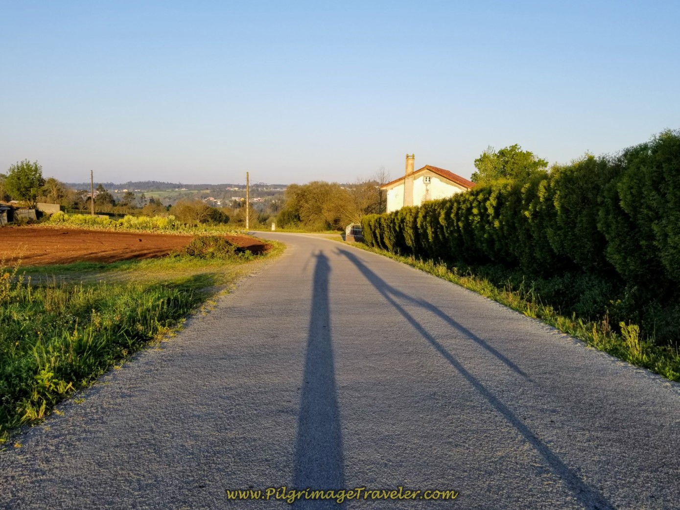 Casting Shadows on Road to Cabeza de Lobo on day seven of the Camino Inglés