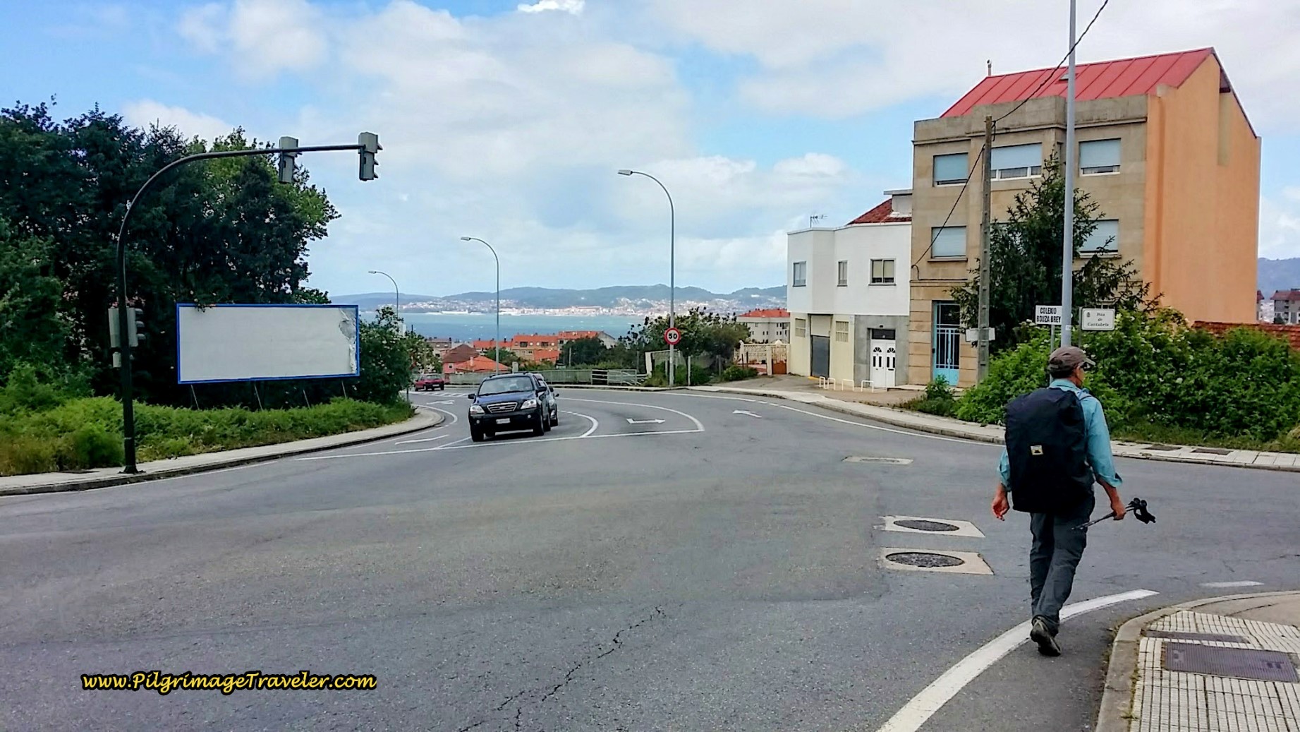 Crossing the N-556 on Day Twenty-two A on the Camino Portugués
