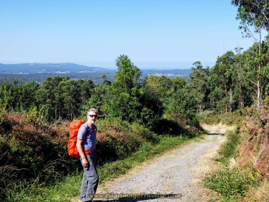 Rich on the High Gravel Road on day three of the Camino Finisterre to Muxía