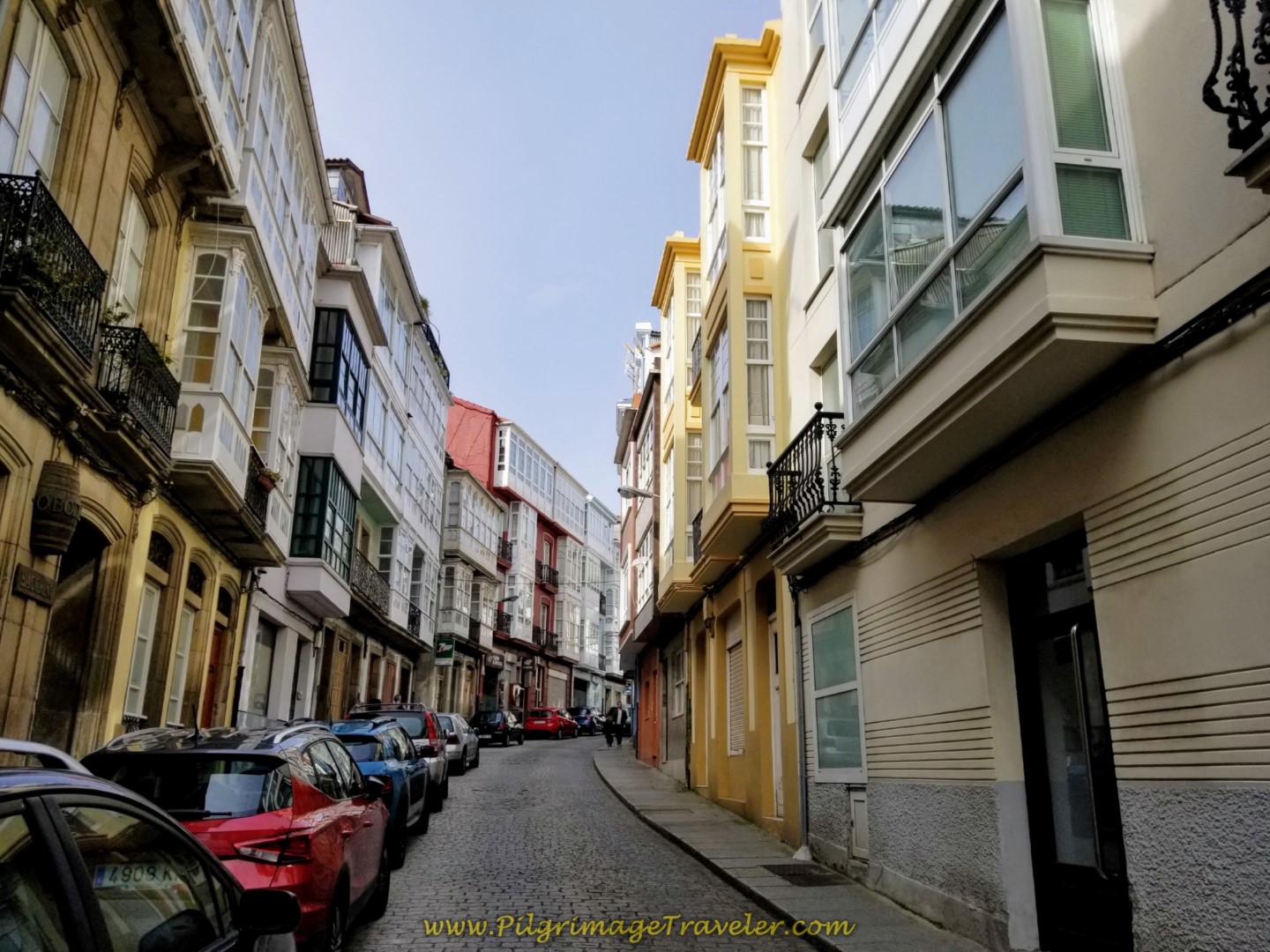 Onward Through Ferrol on the Calle San Francisco on day one of the Camino Inglés