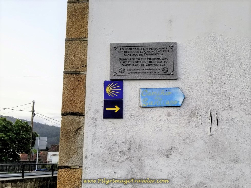 Commemorative Plaque to Pilgrims at the Iglesia de Santa María de Neda on day two of the Camino Inglés Commemorative Plaque to Pilgrims at the Iglesia de Santa María de Neda on day two of the Camino Inglés