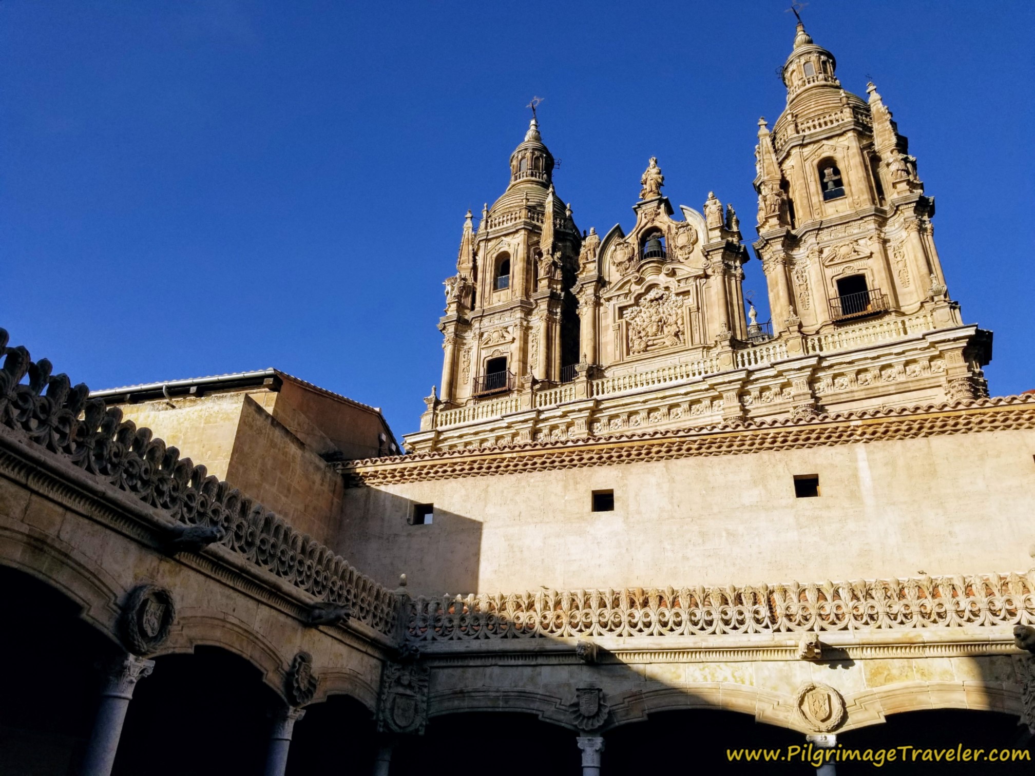 View of the Torres de la Clerecía From the Public Library Courtyard View of the Torres de la Clerecía From the Public Library Courtyard