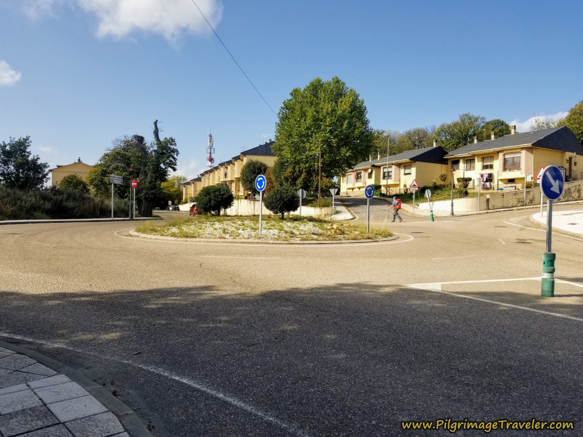 Straight On at Small Traffic Circle on the Camino Sanabrés from Entrepeñas to Puebla de Sanabria