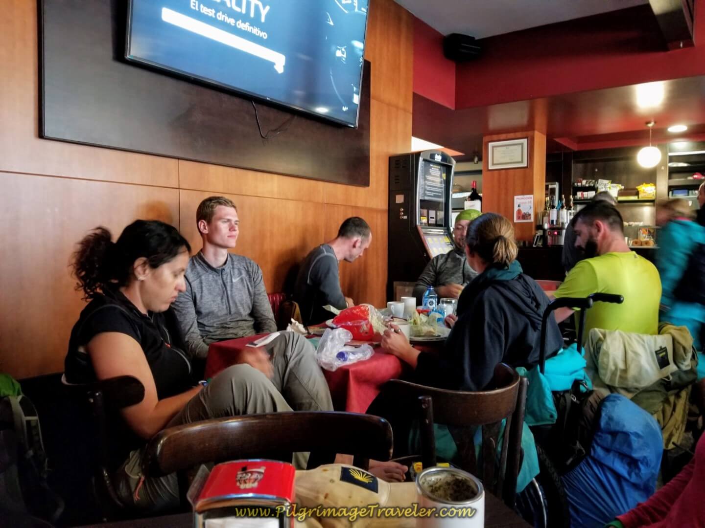 Resting at the Restaurante Paso A Nivel in O Porriño on day twenty on the central route of the Portuguese Camino