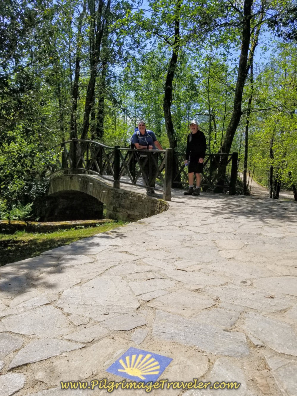 Cross River on Footbridge in Sigüeiro on day seven of the English Way