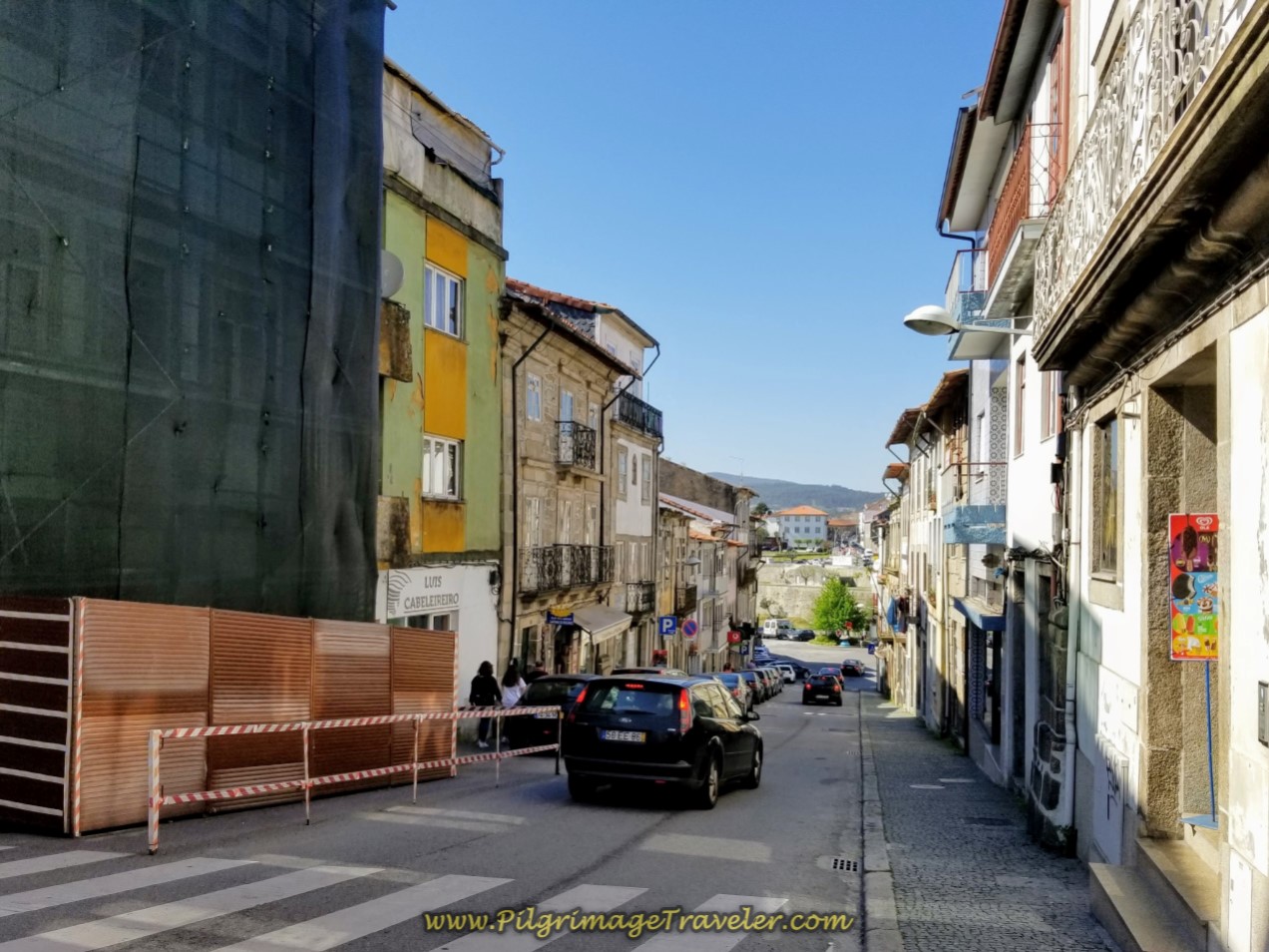 Down the Hill to the Cádavo River on day sixteen on the Central Route of the Portuguese Way