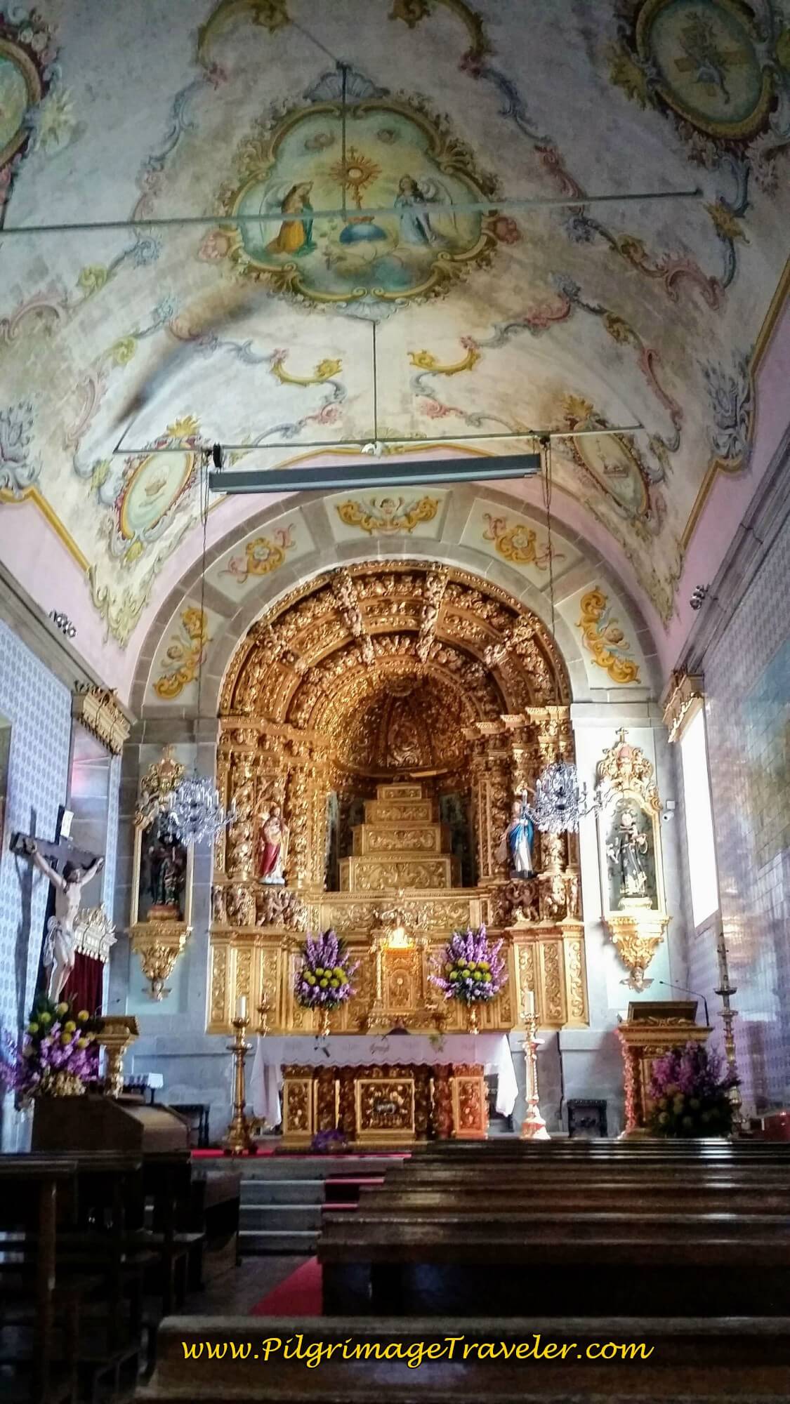 Gilded Altar and Murals in the Church on day seventeen of the Portugese Way