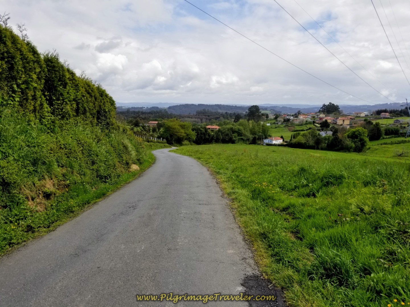 The Downhill Jaunt Towards Sergude on day one of the La Coruña Arm of the Camino Inglés