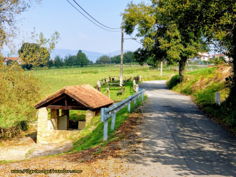 Pass Picnic Area and a Fountain in Prietos on the Camino del Salvador Pass Picnic Area and the Fuente El Árbol