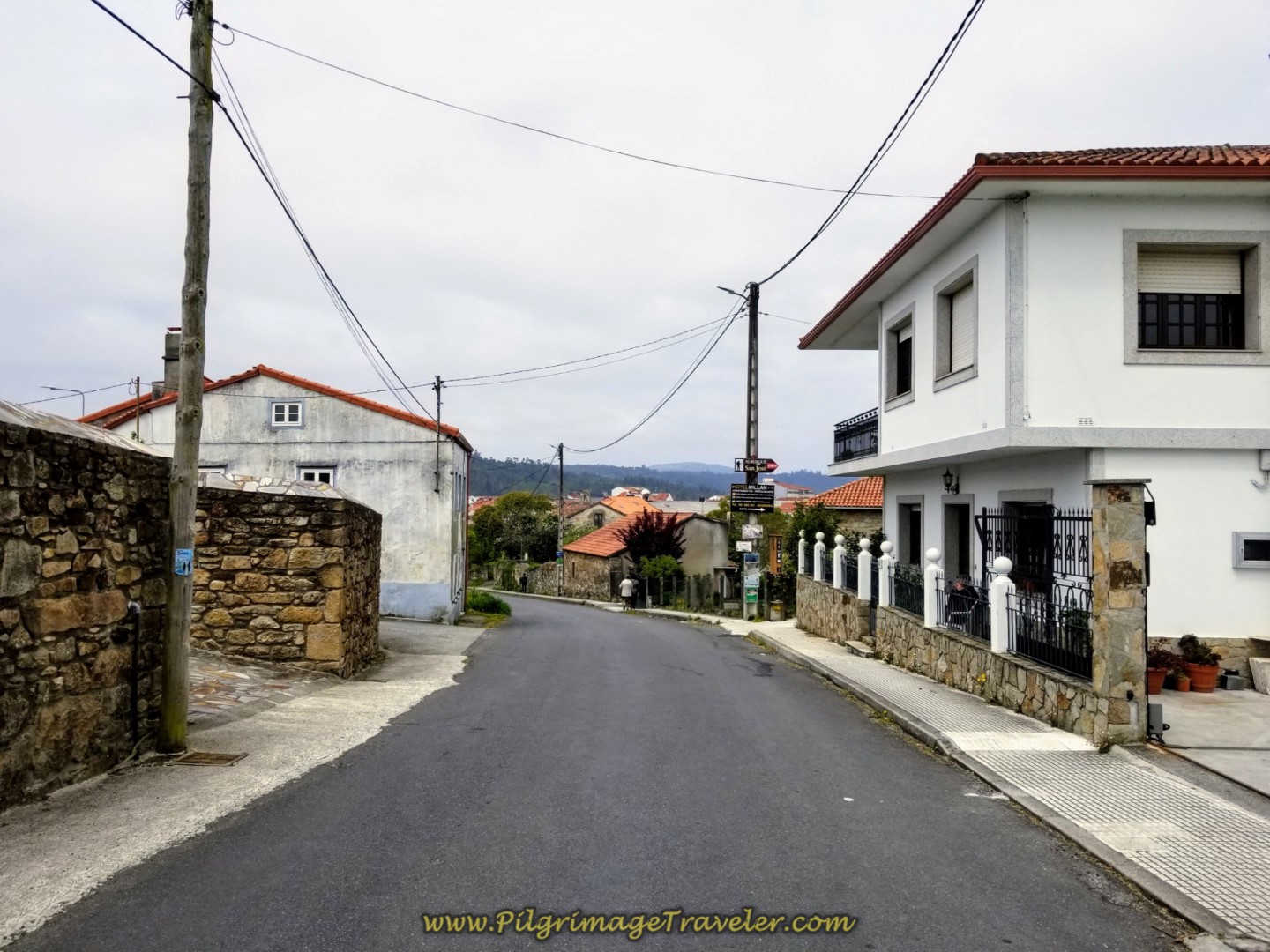 Accommodation Signs in Chancela on day one of the Finisterre Way