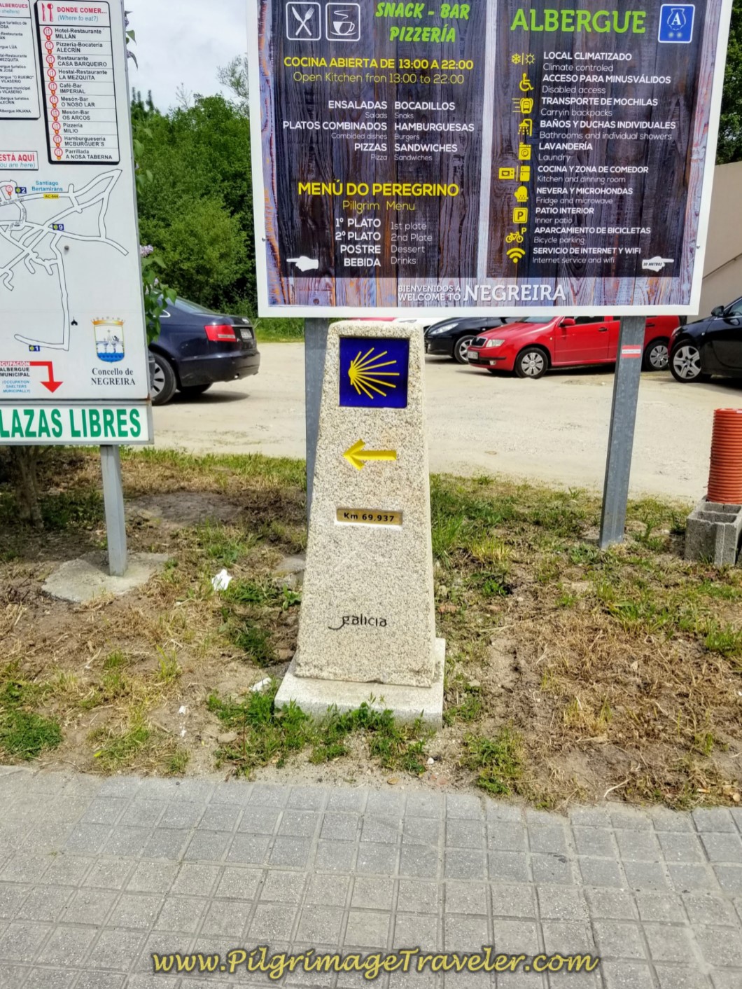 69.93 Kilometer Marker in Negreira on day one, Finisterre Way