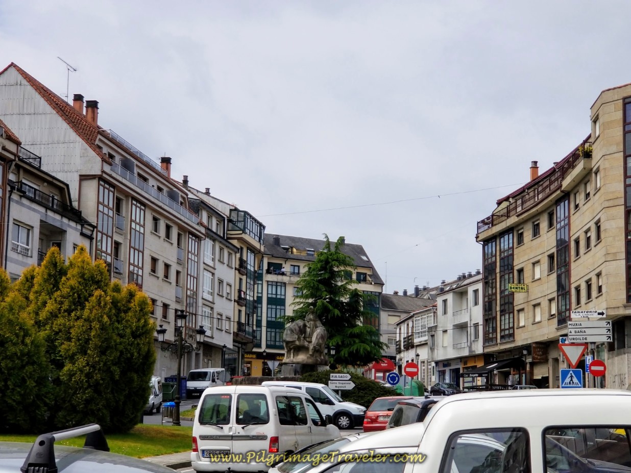 Walking Through Negreira on the AC-447 on day one of the Finisterre Way