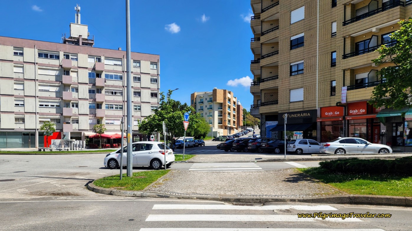 At 6th Roundabout Follow Yellow Arrow Right onto Rua Padre António Maria Pinto