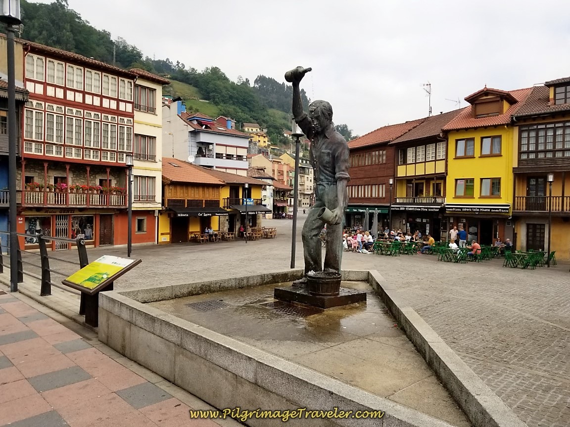 Famous Statue in the Plaza de San Juan Mieres on day five of the Camino de San Salvador