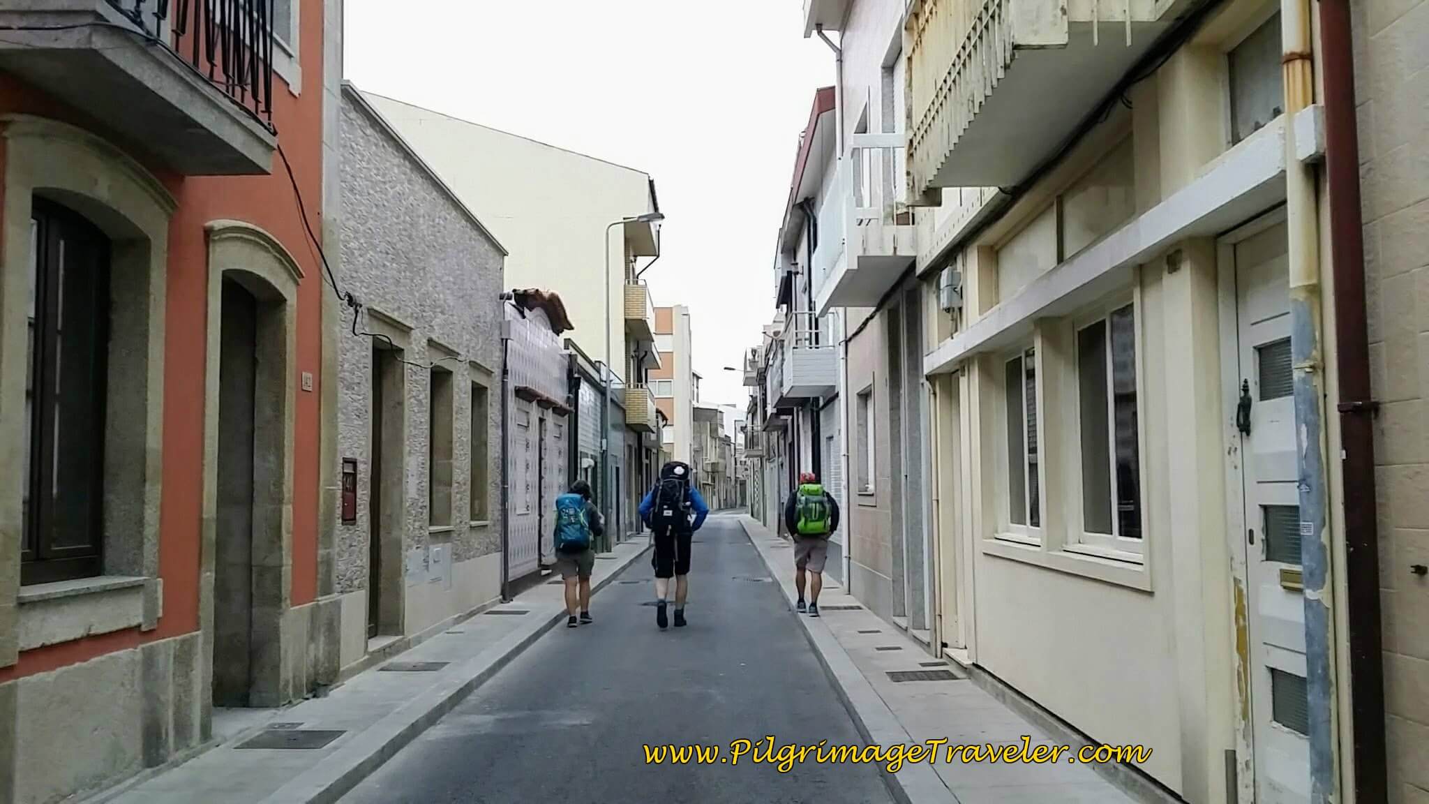 Following Other Early Morning Pilgrims in Póvoa de Varzim on day sixteen of the Camino Portugués on the Coastal Route