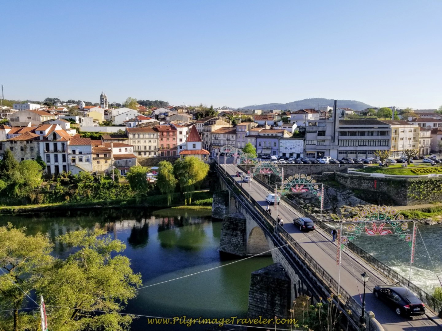 View from Barcelos Palace, of Barcelinho, overlooking the Cádavo River on day sixteen on the Central Route of the Portuguese Camino