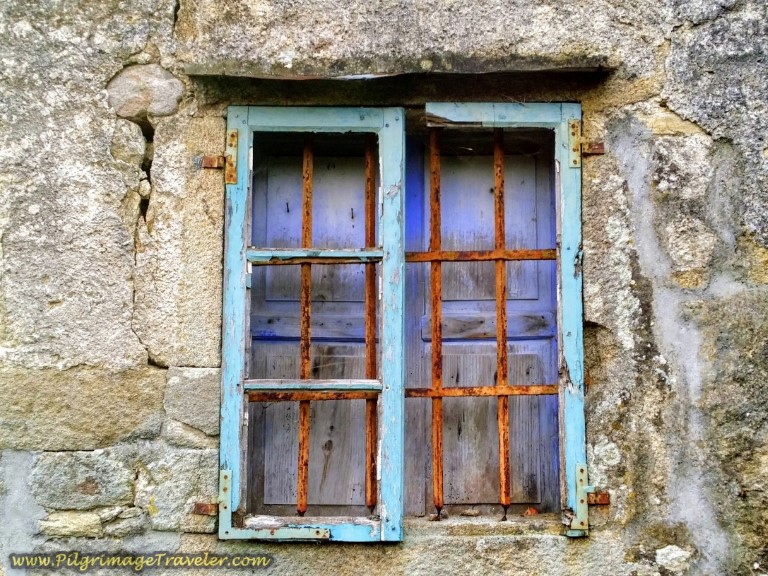 Painted Galician Window, Spain on day one of the Finisterre Way