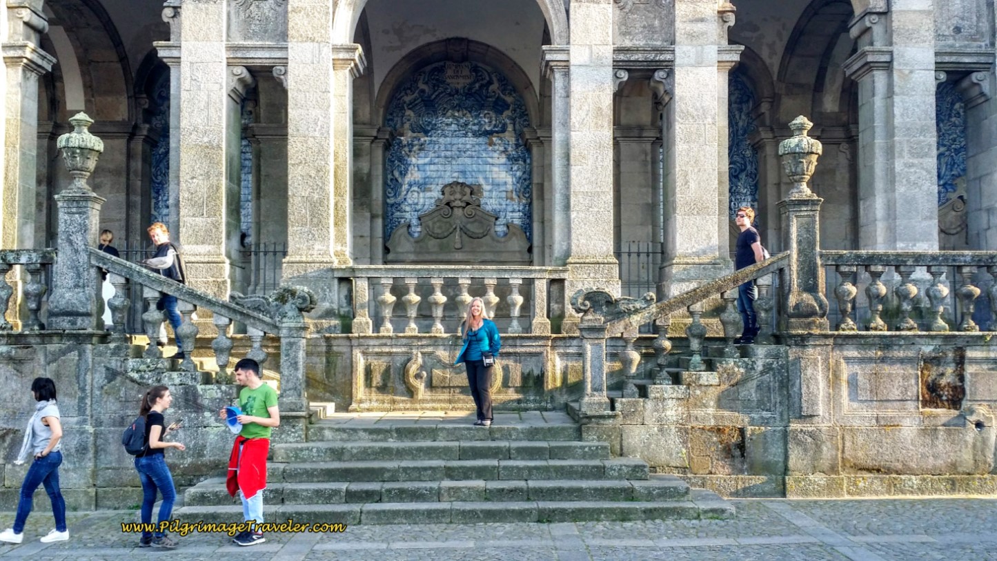Elle at the North Façade of the Cathedral with Azulejo Murals